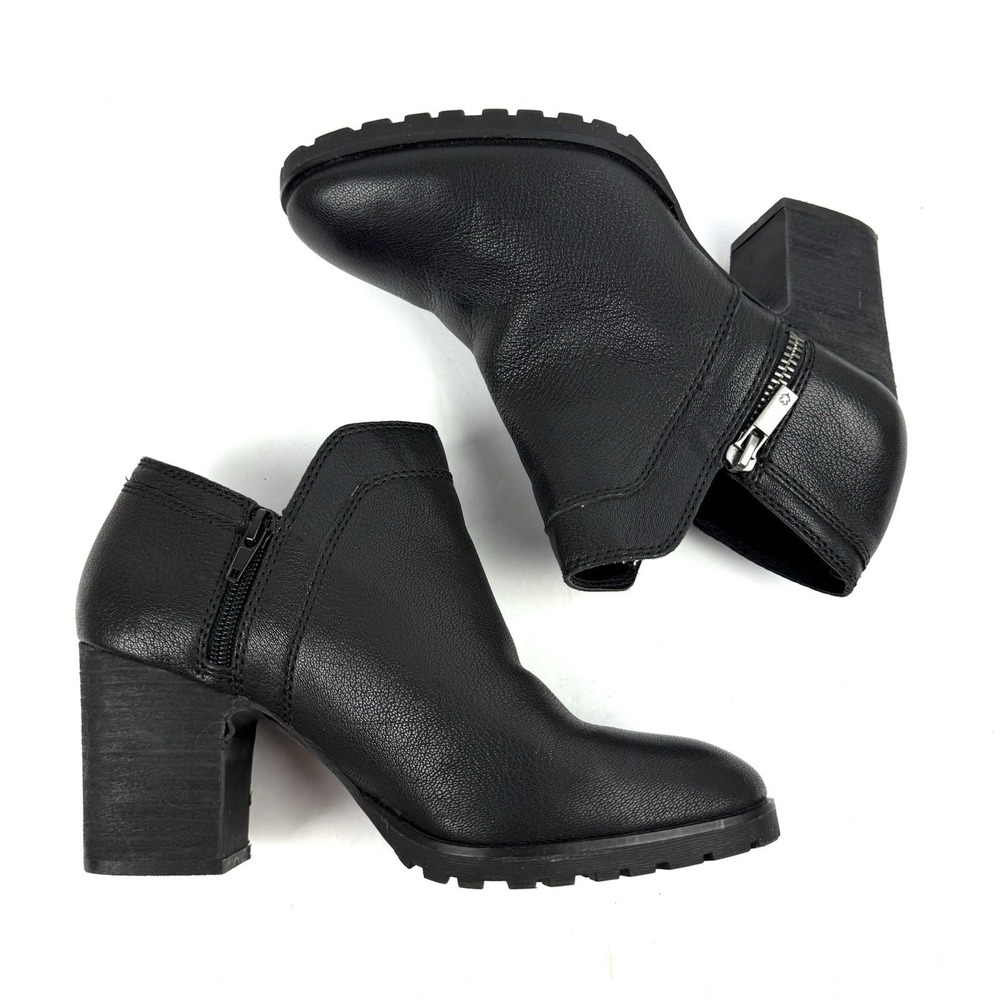 Lucky Brand Natlee Bootie 8 Black Soft Leather Double Zip Ankle‎ Boot Womens